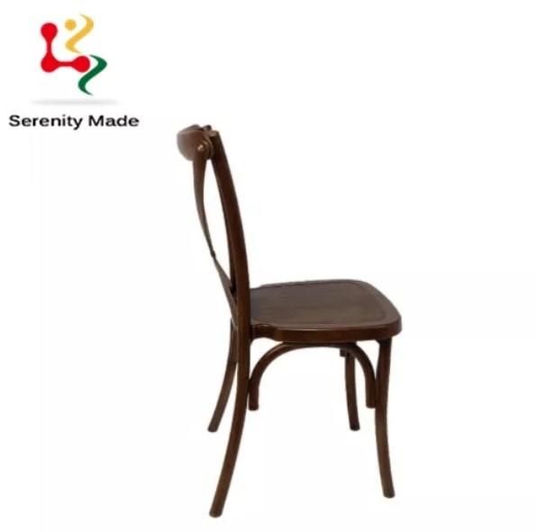 Banquet Furniture Event Hire Party Use Restaurtant Dark Wood Cross Back Stackable Bent Wood Dining Chair