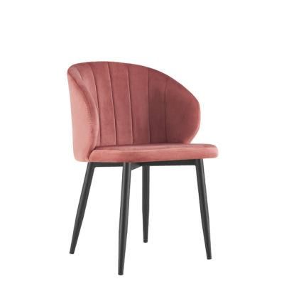 Bazhou Factory Best Selling 2022 Velvet Dining Chair with Wooden Legs Armrest Hotel Dinner Chair Restaurant Upholstered Chair