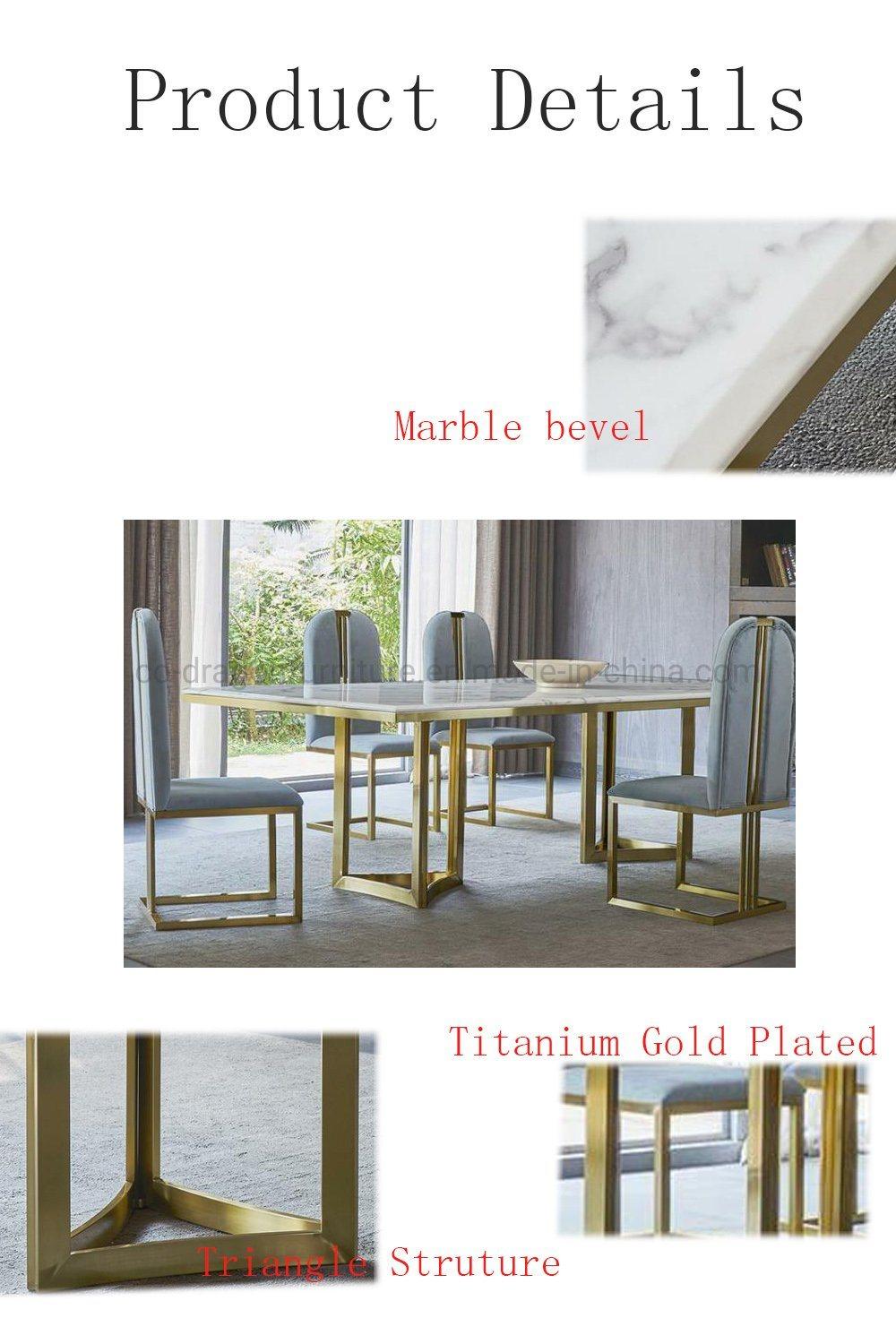 Modern Stainless Steel Dining Table Italian Restaurant Furniture Marble Top