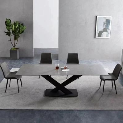 Matte Rock Slab Retractable Dining Table