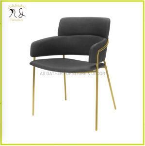 Modern Design Living Room Blue Velvet Dining Chair Metal Leg