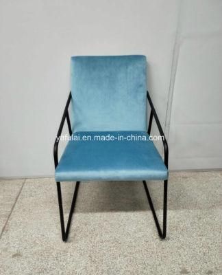 Modern Living Room Armrest Metal Fabric Dining Chair for Home
