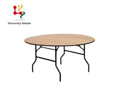 Modern Restaurant Furniture Round Wooden Top Metal Base Dining Tables