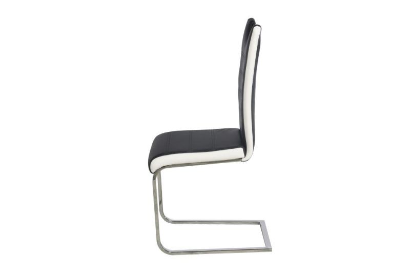 2021 Hot Sale Different Colors Optional PU Leather Dining Chair Bow Chair with Chrome Metal Tube Legs