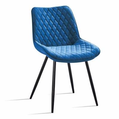 New Design Luxury Dining Room Furniture Grey Velvet Chairs with Powder Coating Leg Fabric Dining Chair