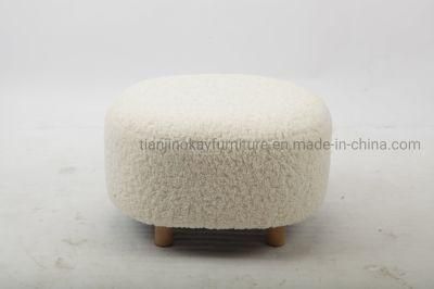 Customized Washable Round Wooden Fabric Dining Makeup Pouf Bar Stools Chair Footrest Shoe Changing Kids Ottoman Stool
