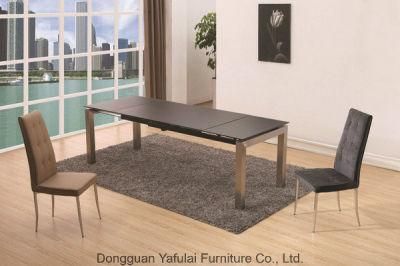 Classic Modern Extension Marble Glass Steel Dining Table