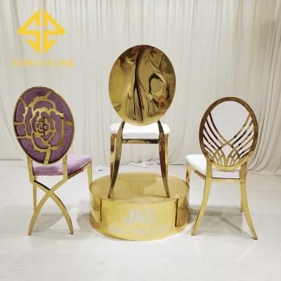 White Leather Stainless Steel Gold Wedding Chair Wholesale