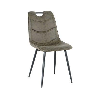 European Luxury Upholstered Restaurant Dining Metal Foot Fabric Dining Chair