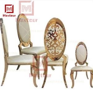 Good Sale High Back Stainless Steel Wedding Gold Frame Banquet Chair