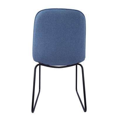 Luxury Comfortable Home Furniture Restaurant Upholstered Fabric Soft Seat Dining Chair with Metal Legs