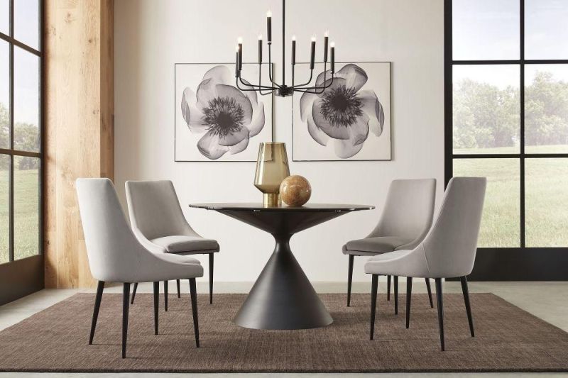 Modern Home Furniture Round Ceramic Top Metal Base Dining Table Set