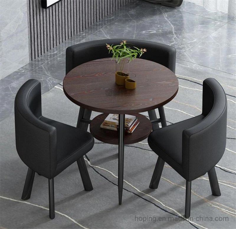 Hotel Dining Room Nordic Marble Rock Slate Black Metal Frame Table Living Room Armchair Navy Blue Fabric Covered Leisure Tub Chair