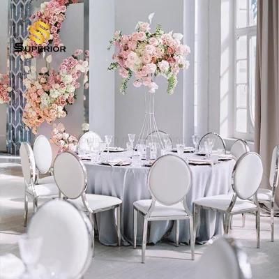 Modern Banquet Hall White Leather Wedding Chairs with Silver Legs