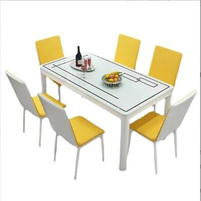 Simple Tempered Glass Small and Medium-Sized Rectangular Household New Dining Table