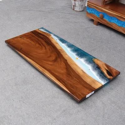 High Quality Solid Wood Crystal Clear Table Top Epoxy Resin Dining Table