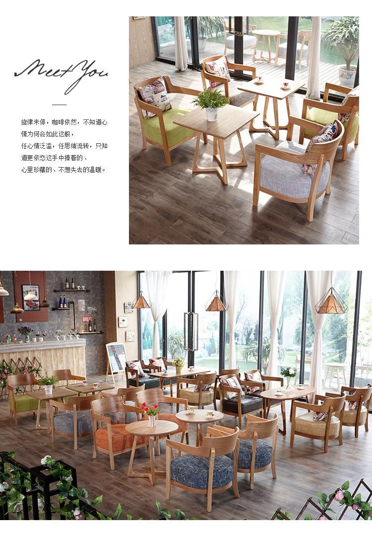 Round or Square Shaped Wood Western Restaurant Furniture Cafe Bar Milk Tea Shop Wooden Table Solid Wood Table for Coffee Shop and Bars
