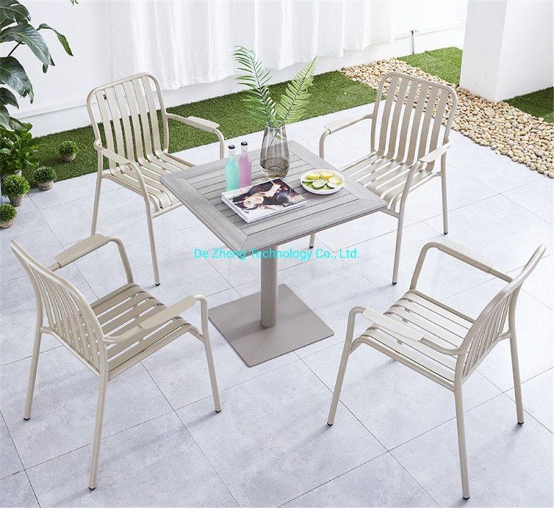 Best Price Metal European Design Modern Stainless Steel Dining Garden Outdoor Furniture Aluminum Sintered Stone Table Set