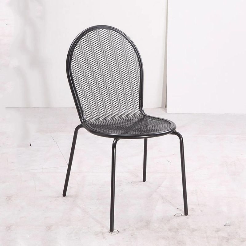 American Market Oval Back Restaurant Grilled Stacking Steel Mesh Iron Chair