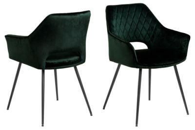 Furniture Modern Simplicity Velvet Dining Chair Metal Leg Reception Chair Meeting Chair