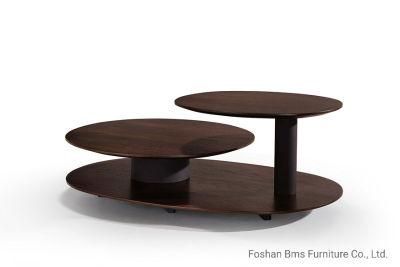 Italy Design Luxury Swivel Wood Oval Coffee Table