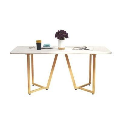 Postmodern Light Luxury Style Classic Italian Metal Base Dining Table with Stainless Steel Metal Frame