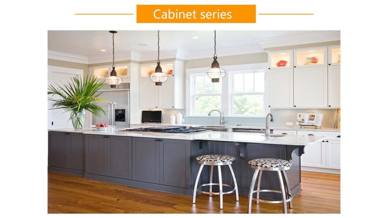 U Shape Luxurious Wood Grain Storage Cabinets Dining Kitchen Furniture