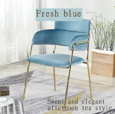 Made in China Factory New Design Office Home Furniture Set Metal Legs Fabric Dining Chairs with Flannel Seat Cushion