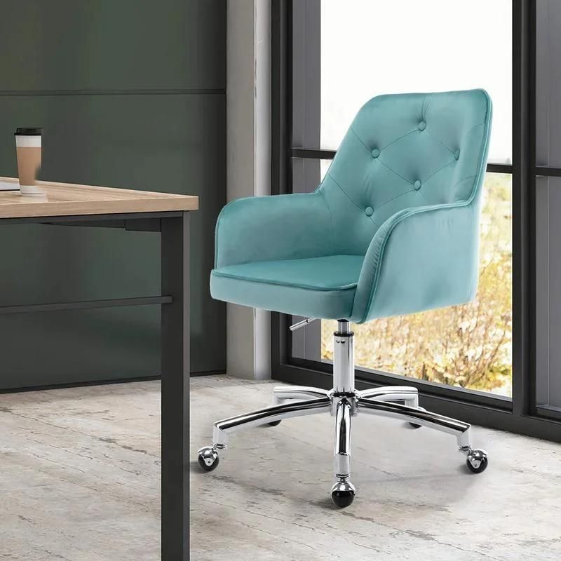 Home Office Chair Velvet Modern Desk Chair Upholstered Swivel Rolling Office Dining Chair