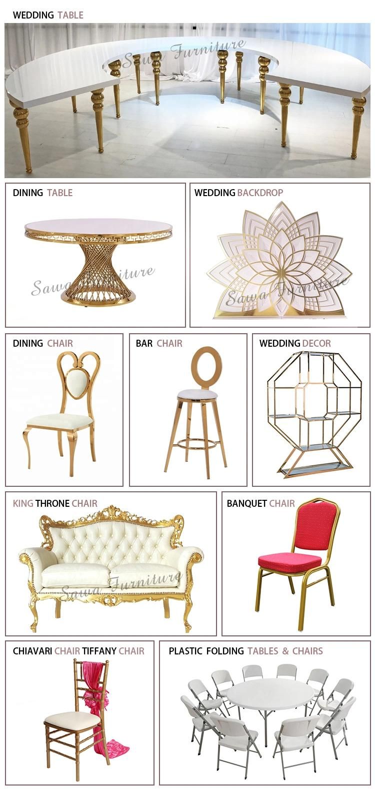 Round Popular Back Gold Stainless Steel Wedding Chair for Reception