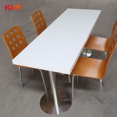 Luxury 4 Person Dining Tables White Glossy Kkr Solid Surface Stone Tables