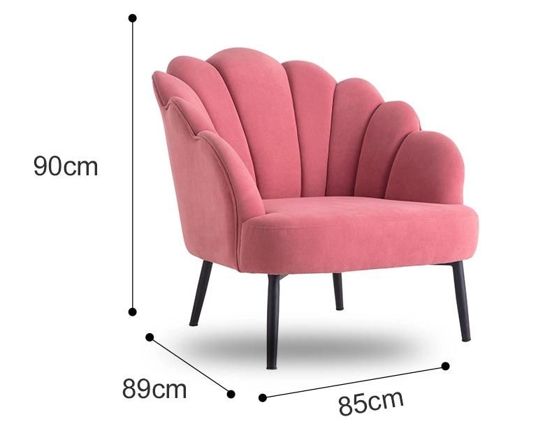 Factory Directly Hot Sale in European Velvet Modern Dining Chair with Armrest Metal Legs