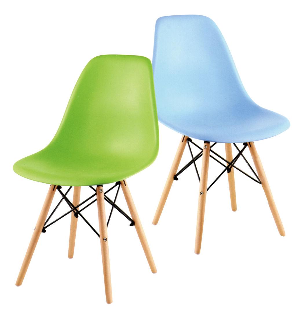 Hot Selling Comfortable Cheaper Plastic Dining Chair with Wooden Leg for Home Furniture