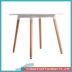 MDF White Simple Table with Wooden Leg