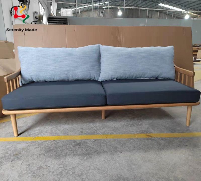 New Design Factory Cushion Back Style Solid Wood Wholesale Price Wood Living Room Sofa