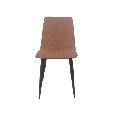 Wholesale Dining Room Furniture Leathaire Upholstered Soft Seat Simple Style Iron Legs Micro Fabric Dining Chair