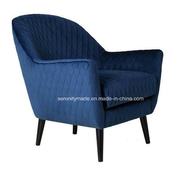 Nordic Style Modern Reclining Wooden Velvet Lounge Armchair
