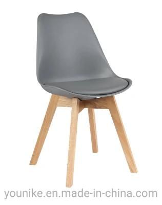 PP Chair with PU Cushion and Wooden Legs