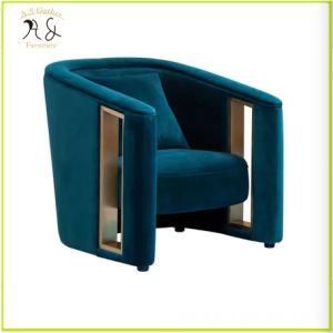 Luxury Golden Metal Velvet Fabric Upholstery Accent Sofa Chair
