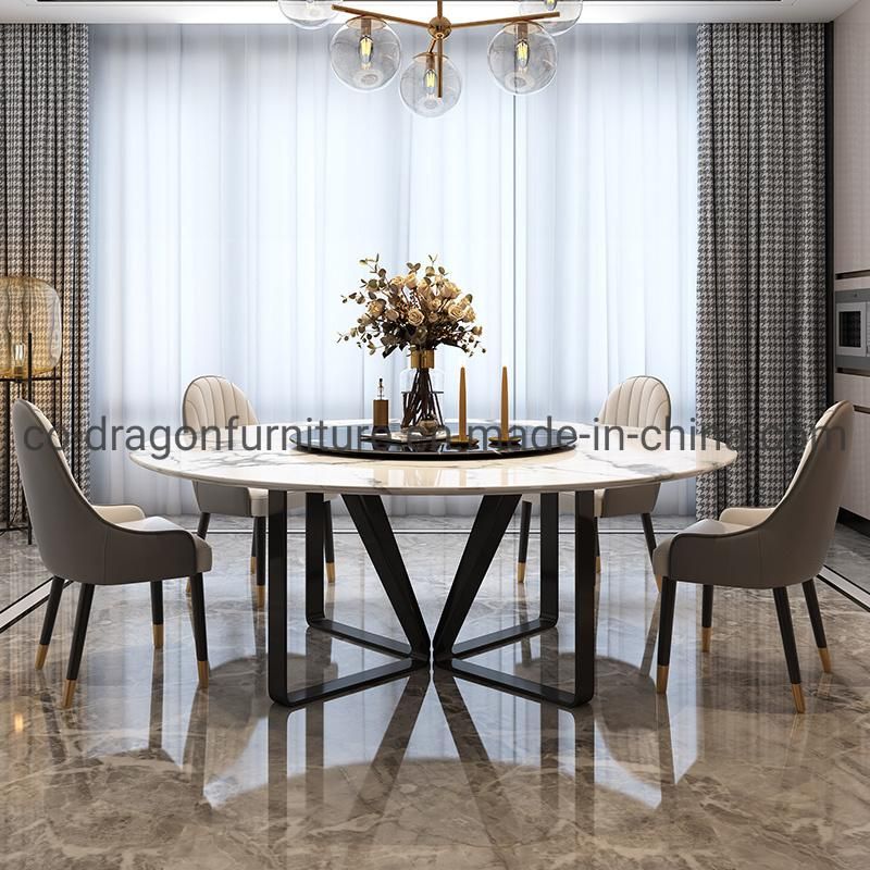 Modern Luxury Dining furniture Steel Dining Table with Marble Top