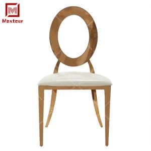 Round Hollow Back Gold Stainless Steel Wedding Chair