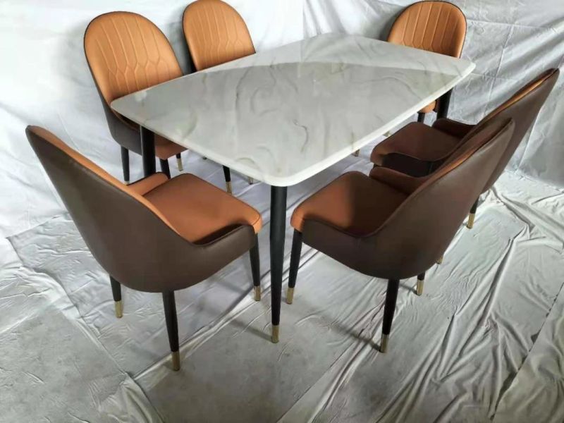 Modern and Practical Household Marble Dining Table with Chair Combination