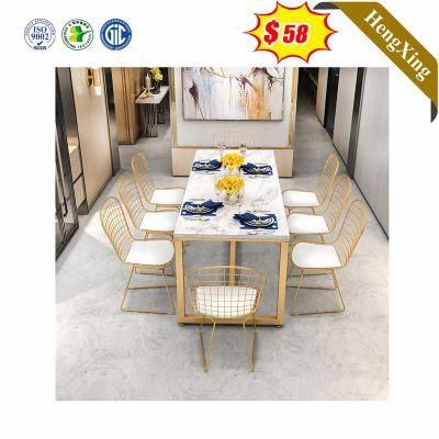 Luxury Style Wooden Metal Stainless Steel Dining Table and Chair Dining Room Furniture Set