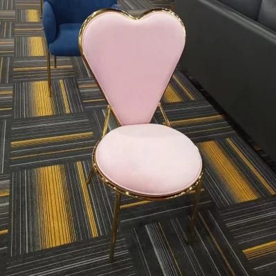 Luxury Elegant Pink Velvet Fabric Dining Room Chairs with Gold Metal Leg