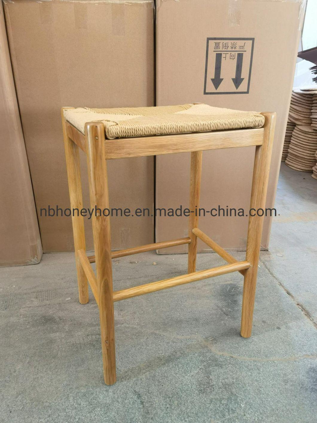 Oak Frame Paper Seat Wishbone Stool