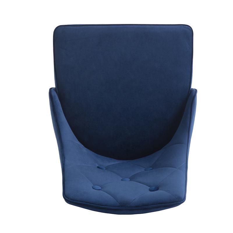 Velvet Navy Blue Upholstery Dining Chair in Stainless Steel Gold Base for Restaurant Chair