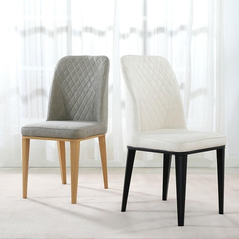 High Quality Modern Metal Legs Restaurant Chair White Tufted Velvet Leather Dining Chair Modern