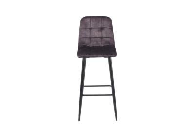 Modern Fashion Flannel Black Leg Bar Chair Dark Gray