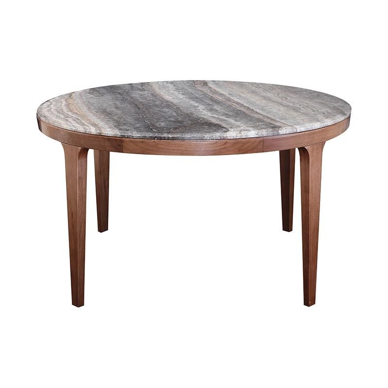 Nordic Round Dining Table Hotel Apartment Restaurant Villa Dining Furniture 6 People Brown Solid Walnut Wood Dining Chair Table
