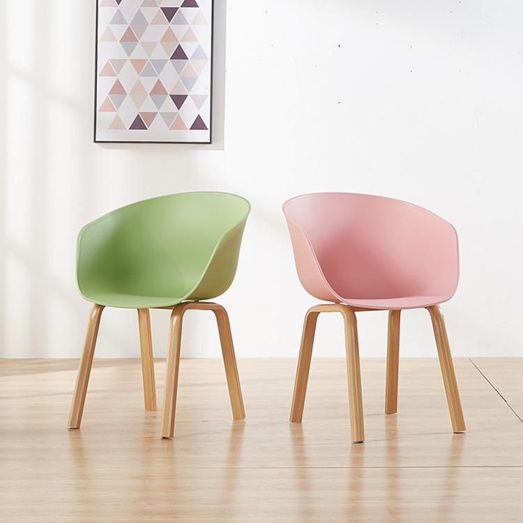 China Wholesale Nordic Round Chair with Armrest Green Modern Plastic Transfer Leg Dining Chair